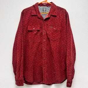 Volcom stone mens flannel top long sleeve brick red classic fit large